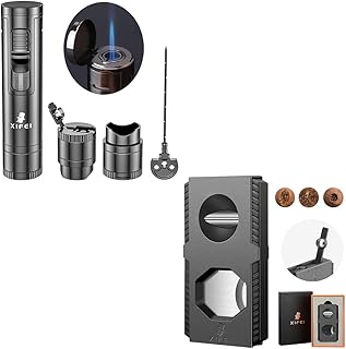 XIFEI 4 in 1 Cigar Lighter & XIFEI 3 in 1 Straight Cut V Cutter with Cigar Punch